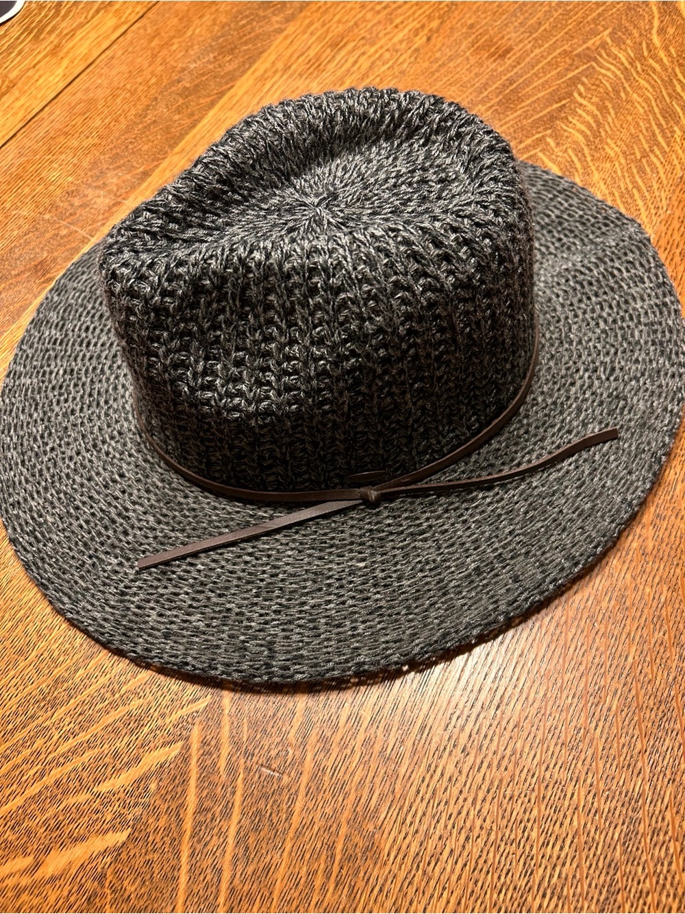 CC Boutique Dark Gray Knit Wide-Brim Fedora Hat
